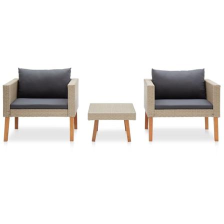 Vidaxl Loungeset För Trädgården Med Dynor 3 Delar Konstrotting B Beige