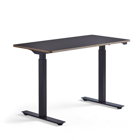 Schreibtisch NOVUS, höhenverstellbar, 1200 x 600 mm, schwarz/schwarz