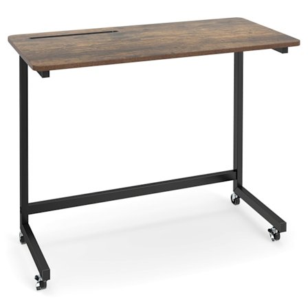 Mobilt sidebord til bærbar computer med opbevaringsplads, rustik brun