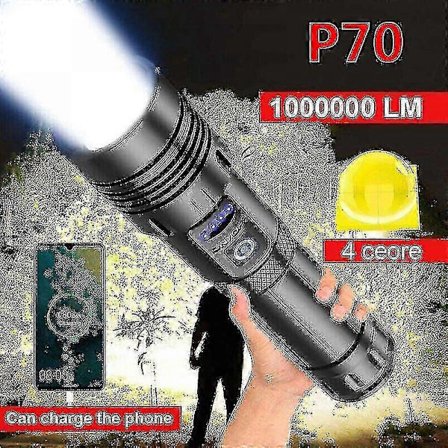 1.000.000 Lumen Super Lys LED Taktisk Lommelygte Genopladelig LED Arbejdslys