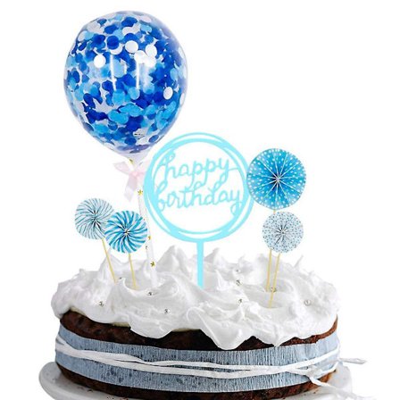 Stjärnballong Grattis på födelsedagen Banner Cake Topper Dekoration för pojke flicka barn födelsedag(6 st)