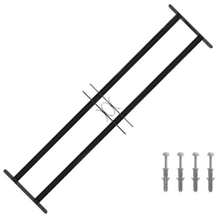 Justerbart fönstergrill - vidaXL - Svart - Pulverlackerad stål - 115x30 cm - Justerbar i bredd