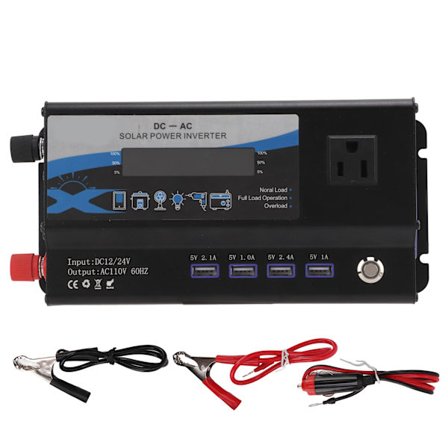 Bil Power Inverter Nominel 700W 12/24V til AC 110V 60HZ US Stik med Ambient Lys 4 USB Porte Modificeret Sinusbølge