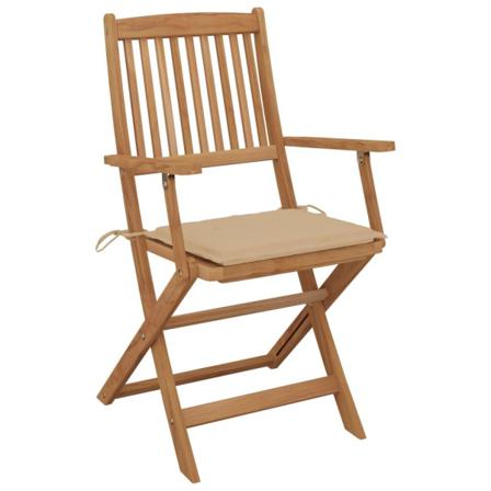 Vidaxl Hopfällbara Trädgårdsstolar Med Dynor 2 St Massivt Akacia Beige