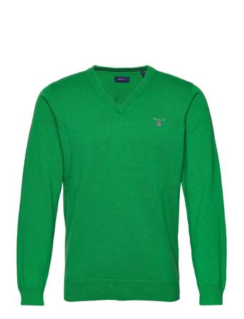 Classic Cotton V-Neck Strikkegenser V-krage Grønn GANT*Betinget Tilbud
