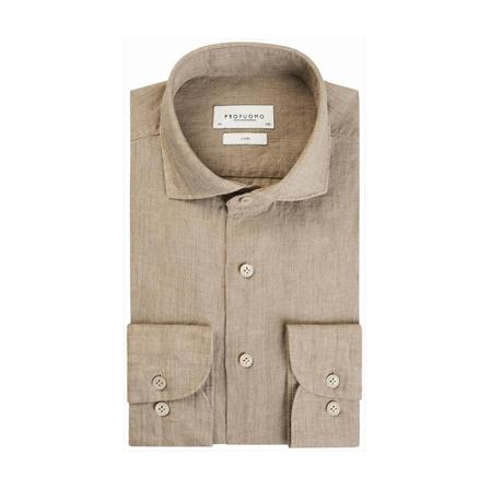 Profuomo Shirt , Beige , Heren , Maat: 3XL