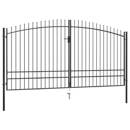 Vidaxl Dubbelgrind Med Spjut-toppar 400x248 Cm Svart