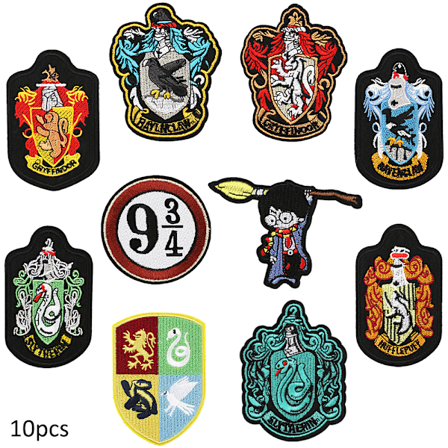 10 st Harry Potter DIY broderade lappar sy på/stryk på applikationer lagningslapp 10PCS