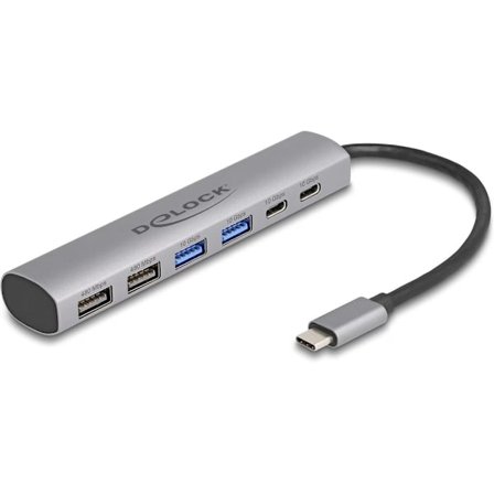 Delock USB-C Hub 2x USB-C / 4x USB-A Port, 10 Gbps