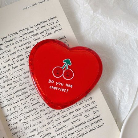 Kompakt Makeupspejl til Rejser, Lille Bærbart Lommespejl Sammenklappeligt Håndtaskespejl Dobbeltsidet Forstørrelse Mini Håndholdt Spejl, Hjerte