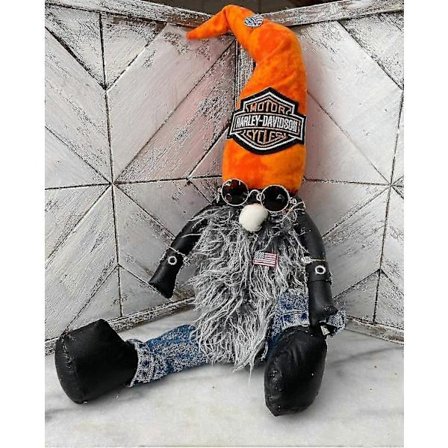 Kul Harley Motorsykkel Gnome Plysjleketøy, 50 cm Jule Nisse Dukke Barne Gave Hjemmeinnredning Aksent T (Fww)