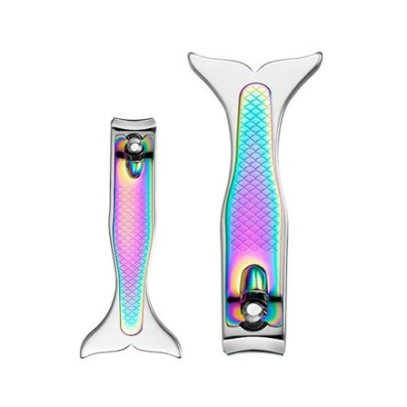 Mermaid Nagelknipsare Set 2 Delar Rostfritt Stål Fingernaglar och Tånaglar Nagelknipsare med Nagelfil Jul Födelsedag Strumpa