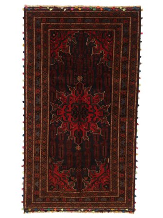 Orientalsk Beluch Tæppe 120X214 Sort/Mørkerød Uld, Afghanistan