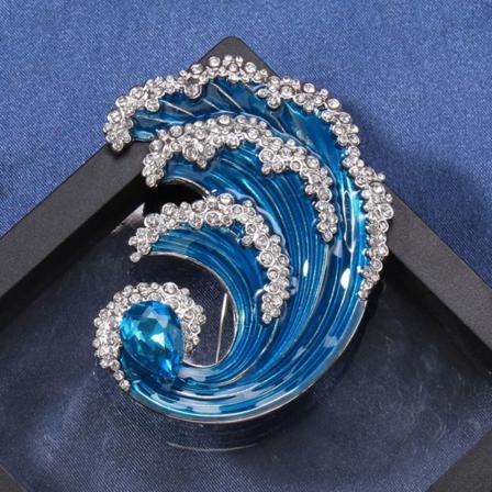 Blue Ocean Wave Brosje Dame Brosje Pins BLÅ 1 1 Blue 1-1