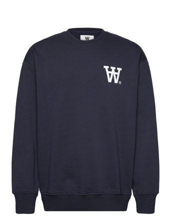 Wwnoel Aa Chest Print Sweatshirt Navy WOOD WOOD