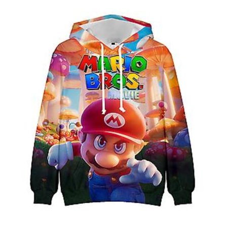 Super Mario Bros Børn 3D Print Hættetrøjer Casual Hættetrøje Trøje Sweatshirt Topper Julegaver Til 5-10 År Drenge Piger (8-9 År B)