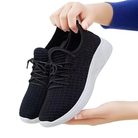 Lettvekts damesko for gåturer, avslappede joggesko, lav ankel, pustende overdel, sklisikre sportssko, vår- og høststil, svart størrelse 37