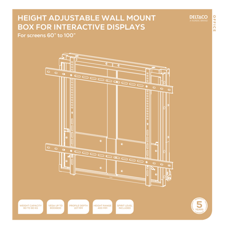 Deltaco OFFICE Manual Height-Adjustable Display Wall Mount 60 - 90kg