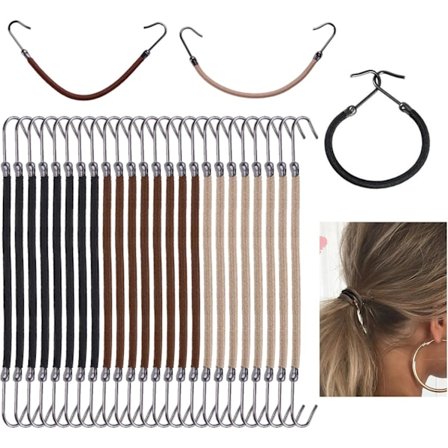 24 Stykker Elastiske Hårelastikker med Kroge, Justerbare Hårelastikker Hårkroge Hårelastikker til Kvinder
