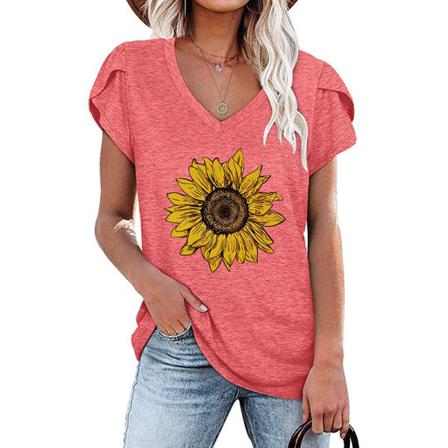 Kortärmad T-shirt För Kvinnor V-ringad S