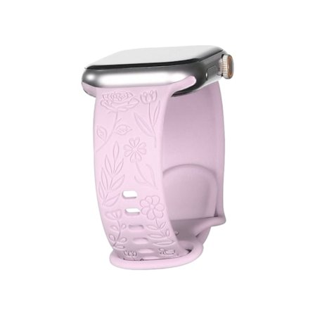 Kompatibel med iwatchS9 876SE Apple Watch armband präglad liten ros silikon Rose - lavendellila
