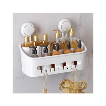 Duschkorg med sugpropp Badrumsorganisatör Korg Borrfri Rostfri Vattentät Avtagbar Vakuum Dusch Schampo Flaskhylla Organizer Beijiyi