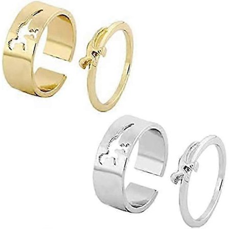 Dinosaurie Parringar Djurled Stapelbara Ringar Justerbara Ringar (Guld + Silver)