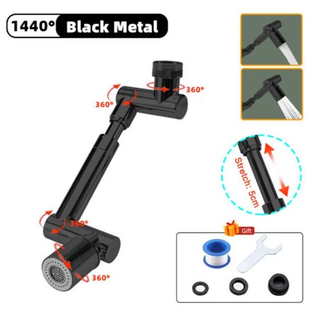 1440° vandhane beluftningshane Stænksikker boble SORT
