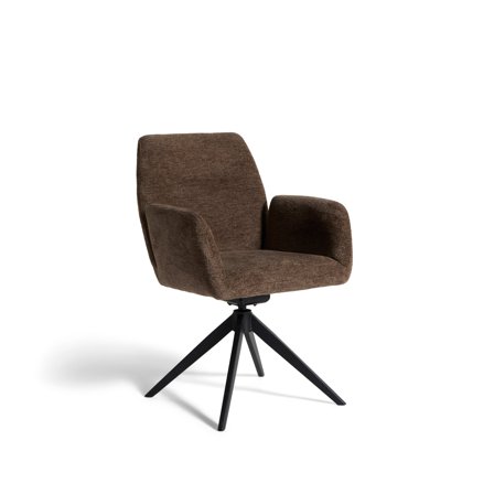 Ava Esszimmerstuhl, Armlehnen | Drehfunktion | Geneigt, Braun Meliert, Moderner Polsterstuhl mit Metallgestell, Sitzhöhe 88cm, Komfortabel