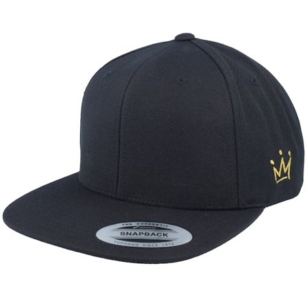 Iconic - Black snapback Czapka Z Daszkiem - Crown Side Embroidered Black Snapback @ Hatstore
