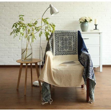 Chenille Pläd, Fransar Jacquard Soffa Pläd Dekorativ