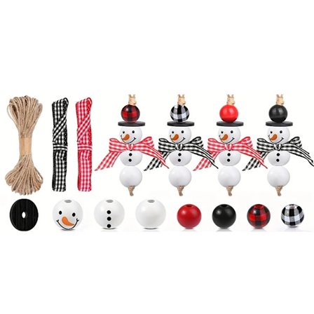 Vinter Treperler Juleperler med Tau og Bånd, Juleperler i Tre