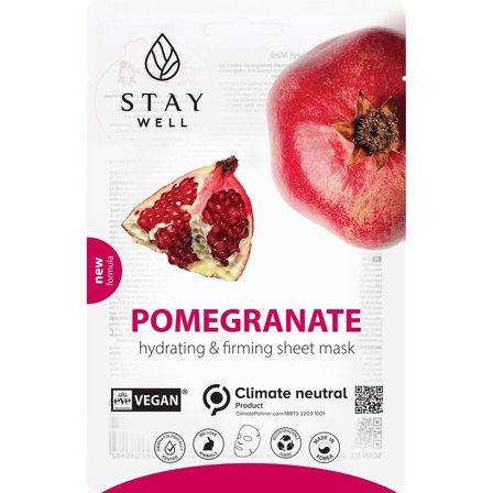 STAY WELL Mask Vegan Sheet - POMEGRANATE 20g - Maschera Anti-età viso