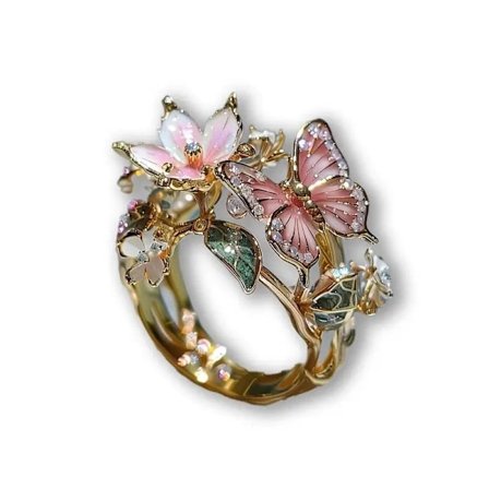 Europa og USA sommerfugl udsøgt mode åbningsring kreative dråber af olie blomsterdekoration ring