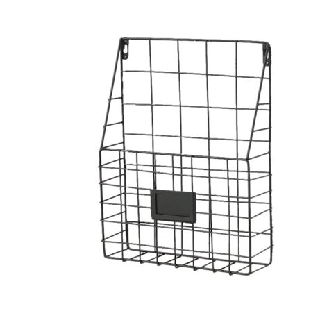 Metalltrådnett Hylle Hengemappe Post Dokumentarrangør Avis Oppbevaringshylle Vegg Hyller (Svart)