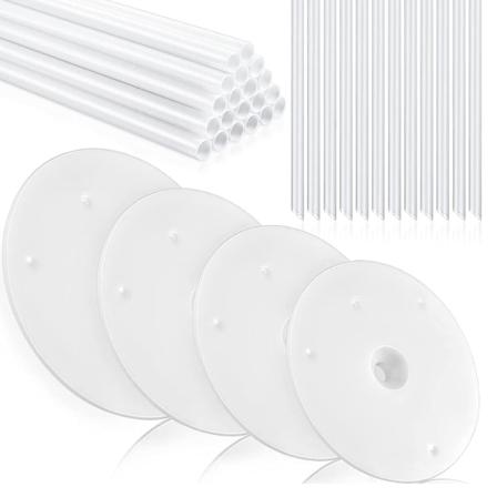 36 stk plastkakepinnesett 20 stk hvite kakepinner støttepinne og 4 stk kakeskilleplater