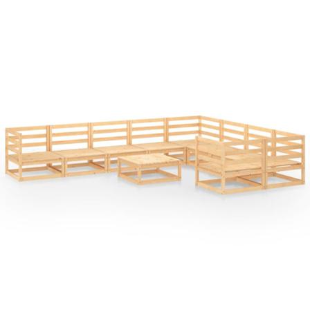 Vidaxl Loungegrupp 10 Delar Massiv Furu Brun