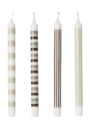 Åhléns Home Randiga ljus 28 cm, 4-pack & ljusstakar Beige ONESIZE