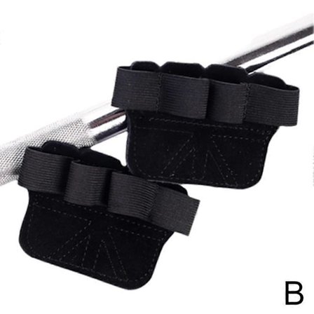 Fitness Gym Grip Pads Förtjockade Dubbla Lager Nötskinn 4 Finger Gym Träningshandskar [DB]