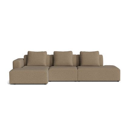 Como Chaiselong Sofa, Venstrevendt, Aurora Mørk Beige, Håndlavet, Inkl. Rygpuder, 308x155x83cm - Open End Chaiselong Sofa Til Hjemmet
