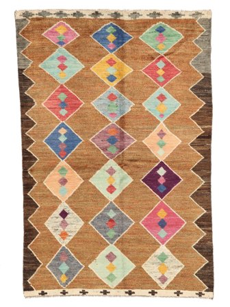 140X210 Tapis Moroccan Berber - Afghanistan Moderne Marron/Rouge (Laine, Afghanistan) Carpetvista