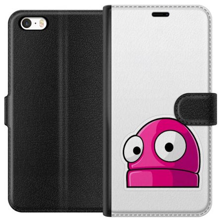 Yhteensopiva Lompakkokotelo Apple Apple iPhone 5 Pinkki sarjakuvahahmo suurilla silmillä leikkisässä ja humoristisessa tyylissä