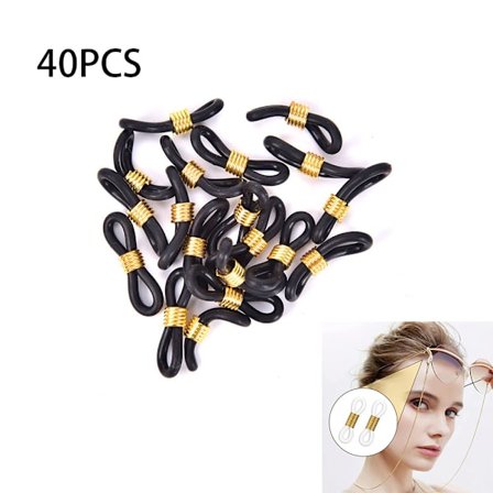 40 stk. (sort silikone ring + KC guld) briller kæde gummi clip