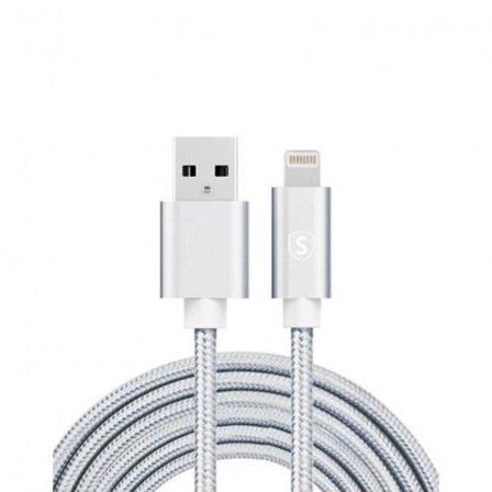 SiGN USB till Lightning Kabel, 2m, Nylon - Silver