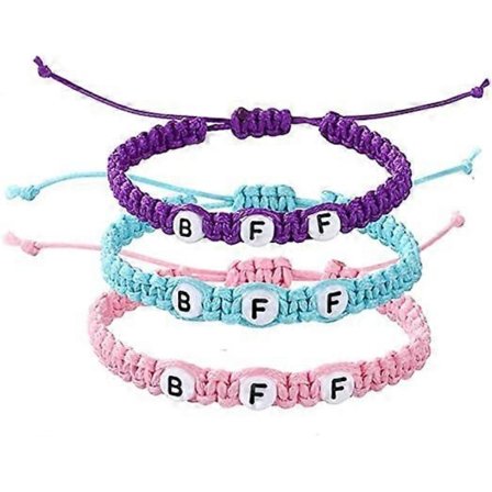 Armbånd - Bff Armbånd til, Enkelt Vævet Håndlavet Flettet Macrame Armbånd | Matchende Bedste Ven Armbånd til 3 Piger Børn Pink & Blå & Lilla C