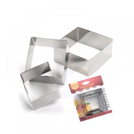 10/8/6CM rätvinklig fyrkantig rostfri mousse ring tårta form 3-delad bakform (10CM: längd 4 tum 8CM: 3 tum 6CM: 2 tum )