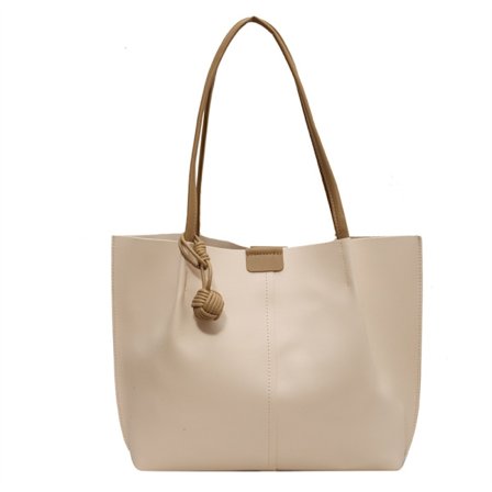 Pendlerbag for kvinner, fasjonabel og allsidig skulderbag, enkel stor håndveske (off-white med khaki)