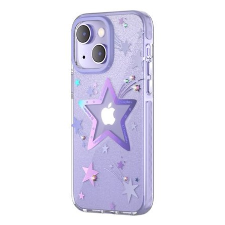 Kingxbar Heart Star Series-etui til iPhone 14 Plus lilla stjernetaske