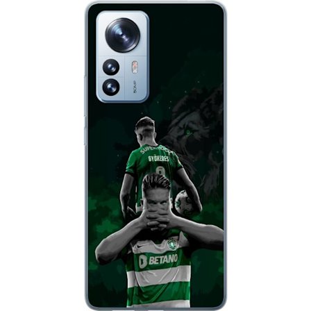 Yhteensopiva Puhelinkuori Xiaomi 12 Pro Neonmotiivi, jossa teksti "Gaming is in my DNA" sinisenä ja punaisena tiiliseinällä, jossa loistava DNA-spiraa