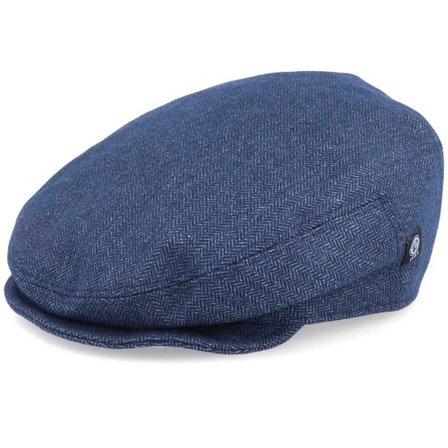 CTH Ericson - Blå flatcap Keps - Carl Sr. Herringbone Blue Ear Flap @ Hatstore